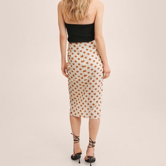 Mango Polka-Dot Pleated Skirt. Size M - Picture 7 of 11